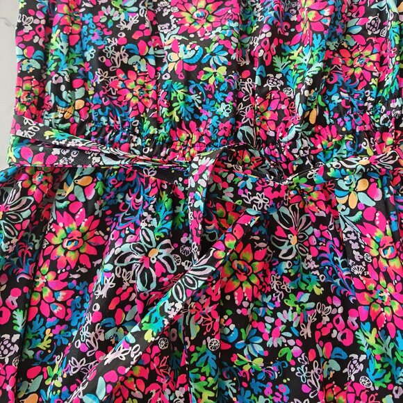 Lilly Pulitzer XL Off Shoulder Floral Maxi Dress Puff Sleeve Wrap Belt Resort Re - Picture 13 of 14